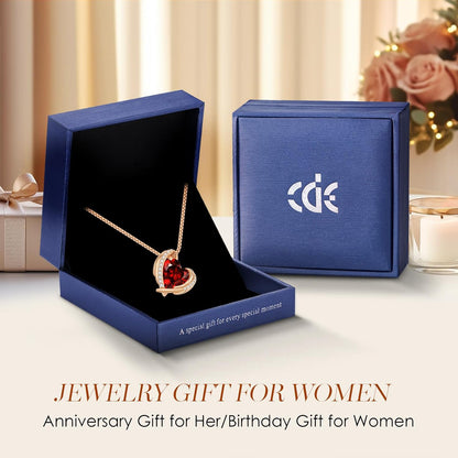 Mothers Day Gifts for Mom，Love Heart Pendant Necklaces for Women, Silver Tone Rose Gold Tone Birthstone Jewelry Gifts for Wife Her